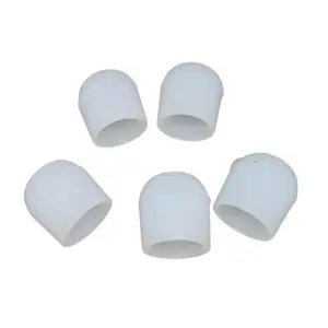 White PVC furniture leg protectors fitted on round metal furniture legs